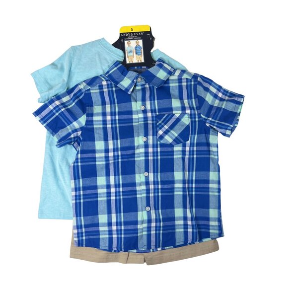 ANDY & EVAN Kids' 3-Piece Outfit Set | Button-Down, Tee & Cargo Shorts - Picture 5 of 9